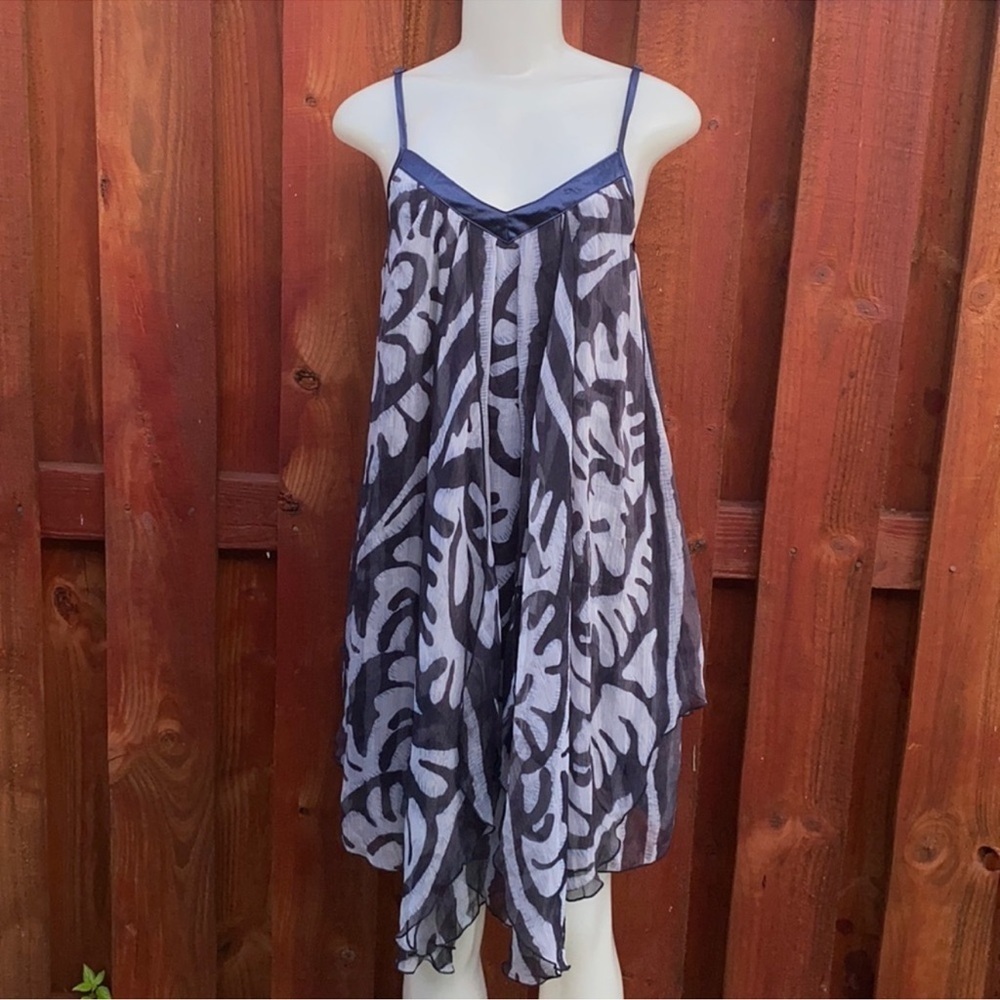 Papaya Asymmetrical Dress in Blue and Gray